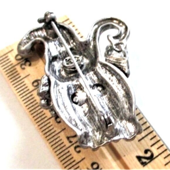 Christmas Kitty Cat Brooch Pin - Signed KC - Holiday Jewelry - Gift Boxed - Picture 5 of 5